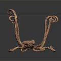 Copper Octopus Shaped Decorative Stand With Curved Tentacles And Glass Top