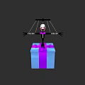 Black And White Marionette Puppet Standing On Blue Purple Gift Box With Strings