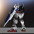 Gundam Character In White Blue Red Armor With Weapon Shield And Mechanical Design