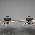 Technology Exhibition Hall Showcases Modern Ceiling Fans With Wooden Blades And Glass Lampshades