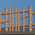 Decorative Wooden Garden Fence Design With Carved Posts And Horizontal Rails