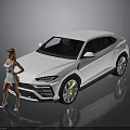 White Luxury SUV Exterior Design With Stylish Female Model Standing Beside