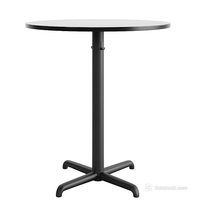 Black Round Side Table With Metal Frame And Minimalist Modern Design 3d model