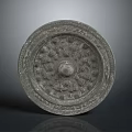 Decorative Furniture Mirror Round Design With Intricate Carved Patterns And Metallic Finish