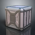 Cube Shaped Metal Equipment Case With Reinforced Edges Geometric Panels And Silver Finish