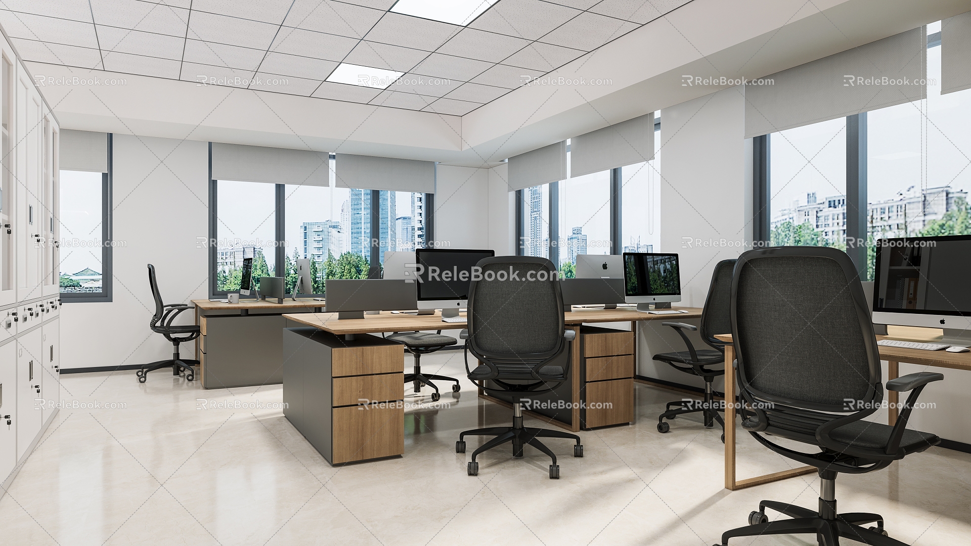 Office Financial Office File Cabinet Office Desk and Chair 3d model