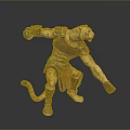 Tiger Humanoid 3D Character Model With Armored Warrior Pose And Clawed Hands Design