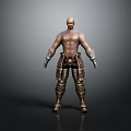 Muscular Male Fantasy Warrior Game Movie Character With Metal Arm And Leg Armor