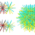 Multi Colored Hanging Ornaments With Radial Star Shaped Wire Structure
