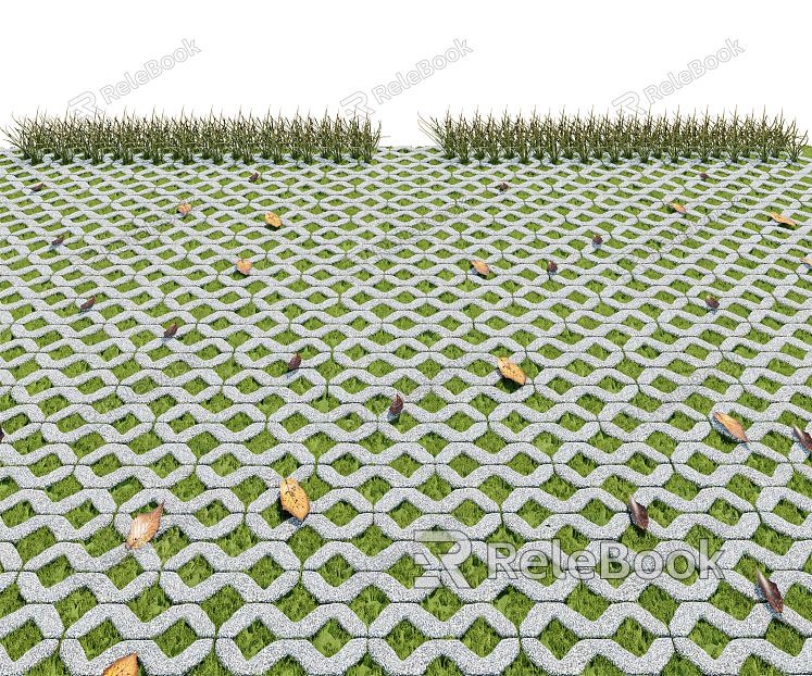 Modern grass-planting brick green grass-planting floor tile model