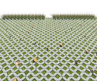 Modern grass-planting brick green grass-planting floor tile 3d model