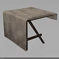 Modern Minimalist Gray Textured Fabric Table With Wooden Frame And Slanted Structure
