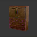 Solid Wooden Entryway Side Cabinet with Double Doors and Multiple Drawers