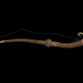 Exquisite Brown Musical Instrument Featuring Golden Ornaments And Chain Accent