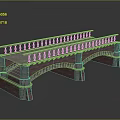Detailed Red Brick Arch Bridge With Stone Balustrade And Smooth Deck Surface
