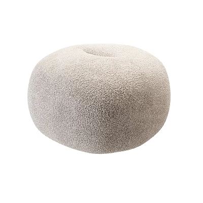 Round Light Gray Textured Fabric Footstool for Cozy Home Seating 3d model