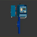 Blue Outdoor Control Unit With Secure Door And Metal Mounting Pole 3d model