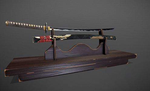 Japanese-style samurai sword 3d model