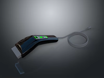 Practical Handheld Household Device with Black Design Display Screen and Connecting Cable 3d model