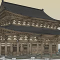 Ancient Traditional Architecture With Wooden Structure Multi Tiered Roof Stone Steps And Decorative Carvings