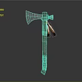 Handcrafted Axe Weapon With Metal Blade Leather Wrapped Handle And Decorative Patterns