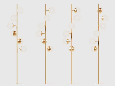 Modern Gold Floor Lamps With Spherical Glass And Metal Shades 3d model