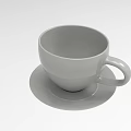 Minimalist White Ceramic Cup With Saucer Placed on Gray Background 3d model