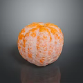 Peeled Tangerine With Orange And White Textured Surface On Dark Background With Reflection