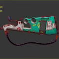 Futuristic Teal And White Blaster Weapon With Orange Accents Black Strap Modern Design