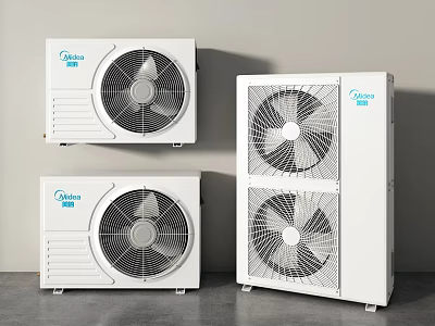 Midea White Air Conditioner Fan Outdoor Units With Modern Design And Multiple Efficient Models 3d model