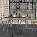 New Chinese Dining Table and Chair Combination Dining Table and Chair 3d model
