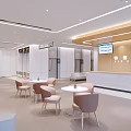 Modern Medical Clinic Reception Area With Waiting Seats And Reception Desk