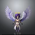 Cute Angel Character With Purple Hair Halo Purple And White Wings And Ornamental Outfit