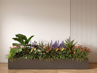 Flower box flowers and plants combination indoor plant pile 3d model