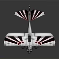 Vintage Biplane Passenger Plane Featuring Black White Stripes Red Stars And Propeller