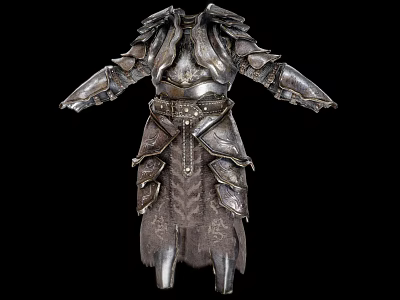 Ancient Metallic Armor With Layered Plates And Ornate Belt Accents 3d model