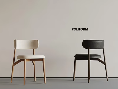 Poliform Modern Design Chairs With White And Black Seats And Wooden Legs 3d model