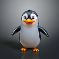 Cute Cartoon Penguin Plush Toy With Big Eyes Orange Beak And Orange Feet