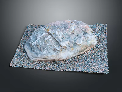Natural Stone Decorative Block Placed On Pebble Base For Modern Interior Design 3d model