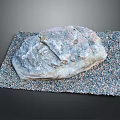 Natural Stone Decorative Block Placed On Pebble Base For Modern Interior Design 3d model