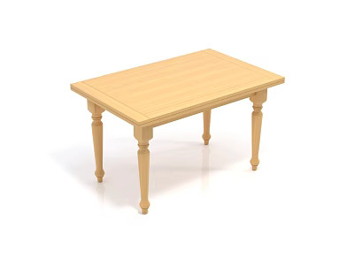 Light Colored Wooden Outdoor Table With Rectangular Top And Sturdy Four Legs 3d model