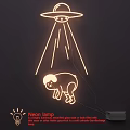 UFO Themed Neon Lamp Combination With Pig Pattern Glowing Effect