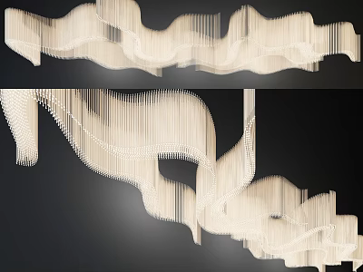 Modern Artistic Crystal Chandelier With Wavy Flowing Design And Transparent Elements 3d model