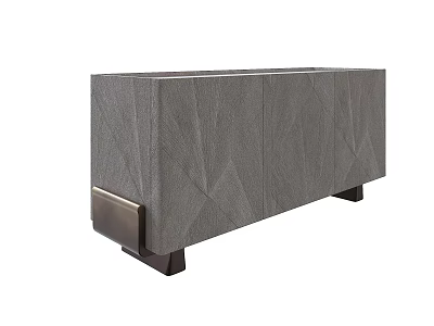 Modern Minimalist Gray Textured Console Cabinet Sideboard With Geometric Pattern And Metal Legs 3d model
