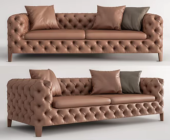 Post-modern double sofa leather double sofa 3d model