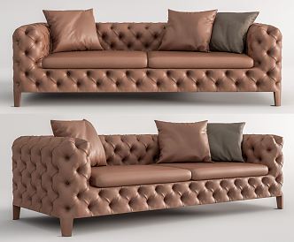 Post-modern double sofa leather double sofa 3d model