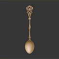 Golden Spoon With Intricate Decorative Handle For Home Elegant Dining Utensil