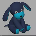 Dark Blue And Light Blue Knitted Stuffed Dog Toy Sitting With Big Ears Cute Face