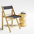 Leisure Chair With Wooden Frame Black Seat Backrest And Side Table With Cup And Books