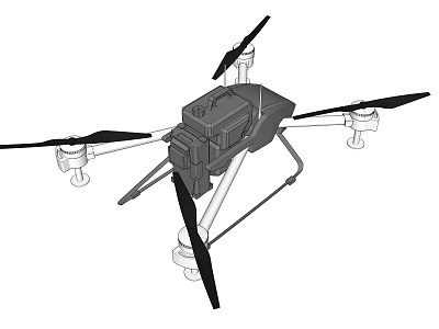 Smart Machine Drone with Four Rotor Propellers and Aerial Equipment Body Structure 3d model